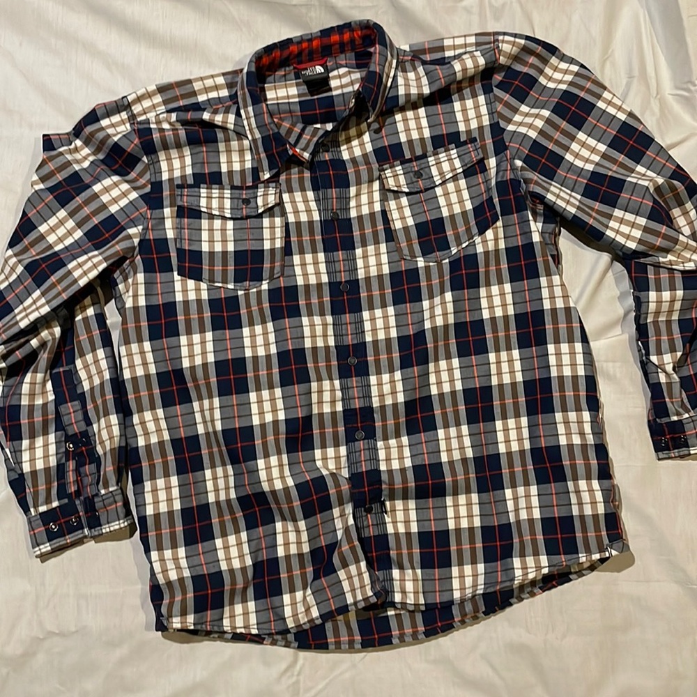 Mens The North Face Plaid XL Snap-Button Down Shirt